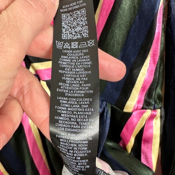 NEW Topshop Striped Print Mini Dress Tie Front Multicolour Size 4 Bell Sleeve - Picture 9 of 13